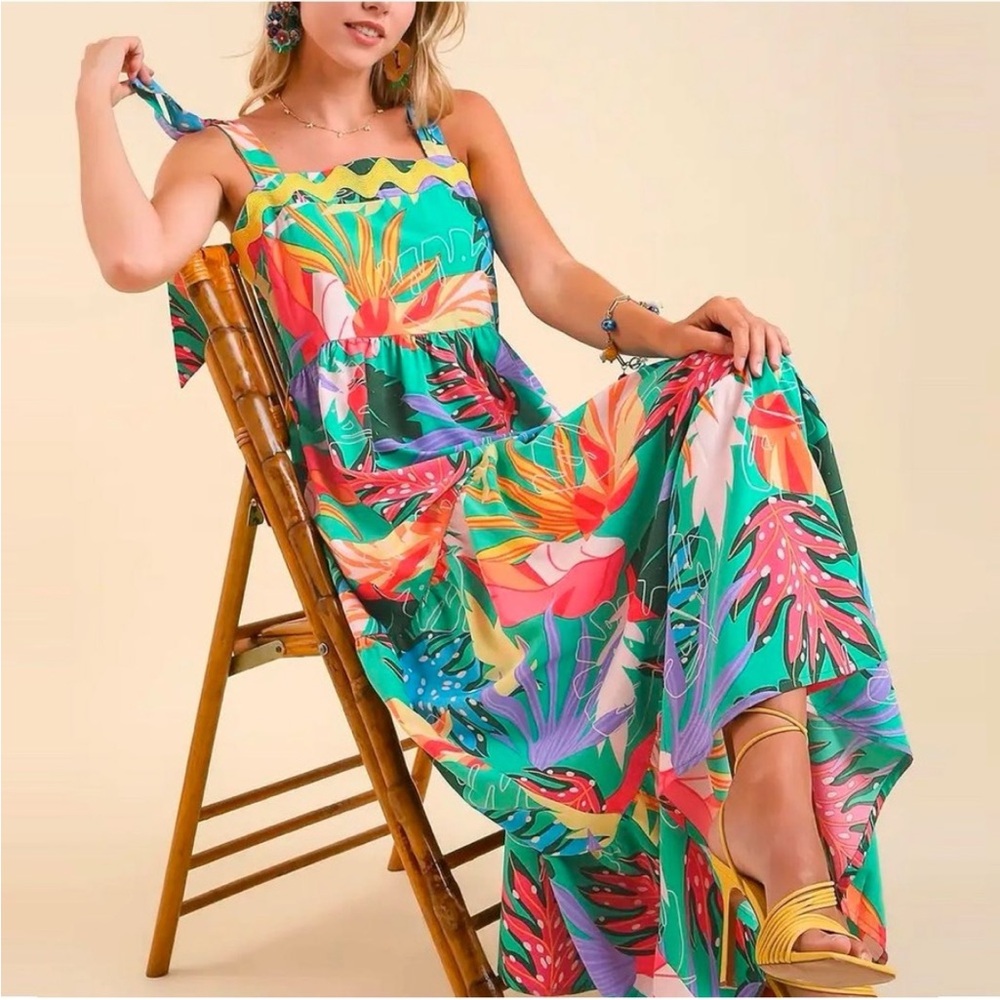 Umgee Maxi Dress with Bold Floral Print